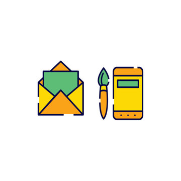 Mobile communication mail contact list icon vector template