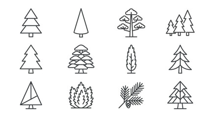 Set of various minimalist tree icons for design and illustration © bro