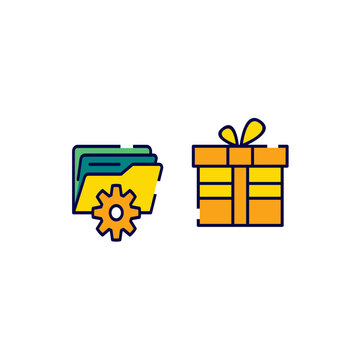 Data archive management gift box icon vector template