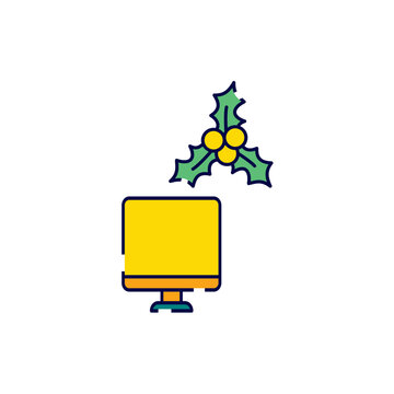 Christmas holiday desktop screen decoration icon vector template
