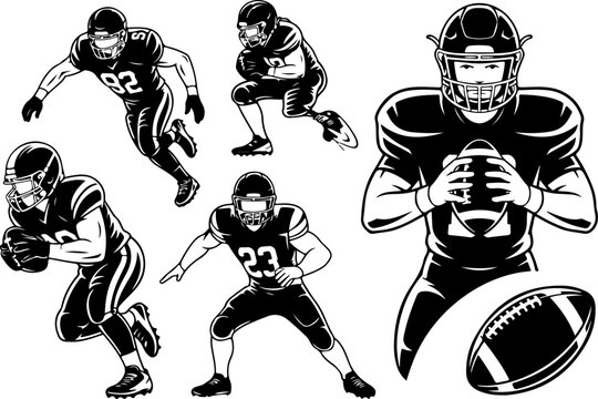 American Football Player Silhouette Bundle