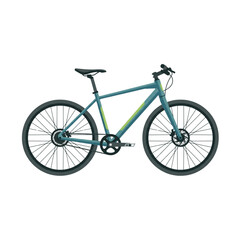 Obraz premium Modern Flat Design Illustration of a Stylish Teal Blue-Green Urban Bicycle for Eco-Friendly Commuting and Leisure