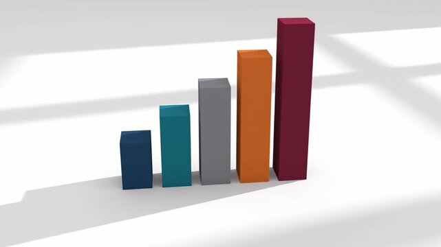 3d bar chart business graph data visualization financial growth colorful bars vertical bars shadow effect white background success concept statistics analytics infographic presentation colored cube