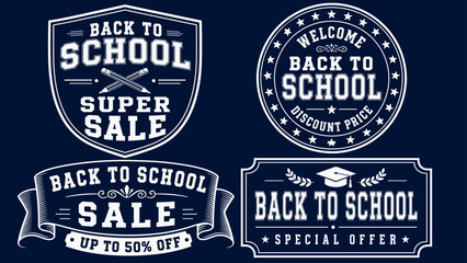 Fototapeta premium Back to School Sale and Special Offer Badges Collection