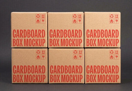 Stacked Cardboard Boxes Mockup