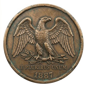 Vintage 1887 united states coin with eagle design