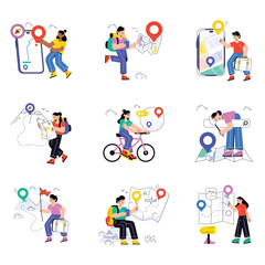 Fototapeta premium Map And Navigation vector illustration set 01