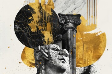 Naklejka premium Collage pillar architecture painting.