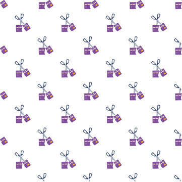 Credit card being cut by scissors, creating a repeating pattern signifying debt reduction