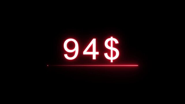 $200 Glowing neon line Letter Icon animation. Neon dollar sign animation background. Glowing neon light $200 text number.