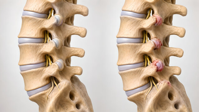 Lumbar Spine Facet Joint Arthritis Comparison Medical Illustration for Patient Education