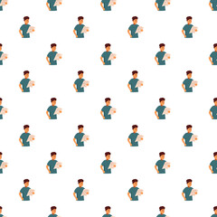 Fototapeta premium Abstract background pattern with a cartoon man reading news