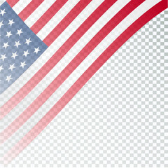 Obraz premium USA flag waving with empty space on transparent background. Vector