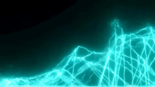 Vibrant electric energy waves: dynamic blue lightning simulation