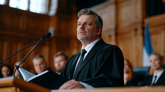 Attorneys and policy analysts seated in a wood-paneled chamber argue over printed orbital jurisdiction maps, with a legal scholar at the podium referencing international treaty clauses in a binder a