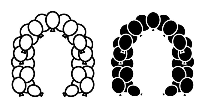 Balloon Arch Vector Icons, Celebration Entrance Decoration, Party Archway Design, Event Entrance Graphics
