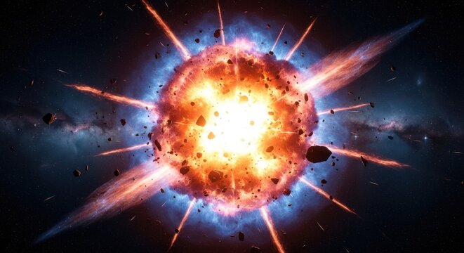 Vibrant cosmic explosion in space.