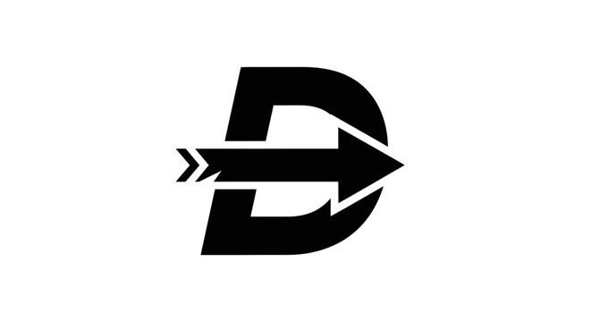Bold letter D with arrow speed logo design.