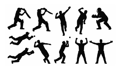 Obraz premium Cricket Players Silhouettes Collection Vector IllustrationUntitled design - 3