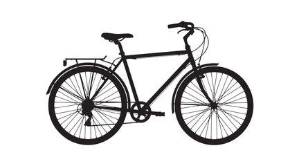 Fototapeta premium Classic Male Commuter Bike Icon Side View Silhouette Profile with Mudguards and Luggage Carrier Rack