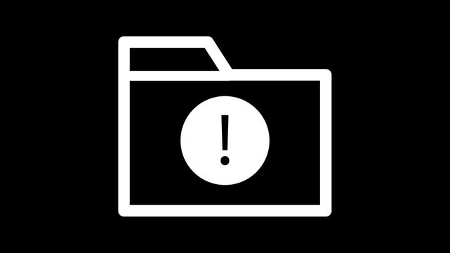 Minimalist folder with exclamation mark alert animation for digital interface warning notification