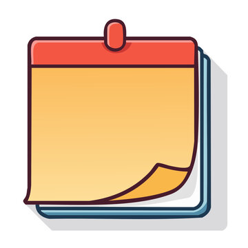 Yellow sticky note with red clip on white background