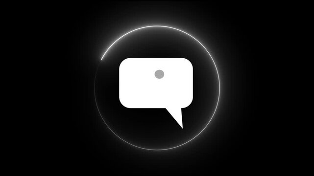 Minimalist neon chat bubble animation with loading indicator for digital communication and messaging apps