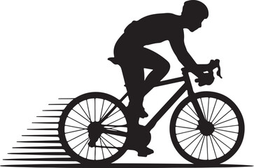 Naklejka premium Silhouette of a cyclist riding a road bike at high speed