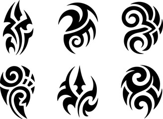 Fototapeta premium Tribal Tattoo Symbol Silhouette Vector Bundle