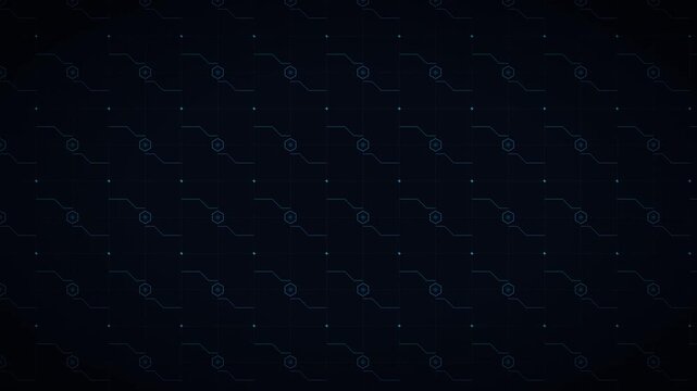 Hexagonal grid pattern with interconnected lines forming a dynamic digital motion background for modern technology interface and data science visuals