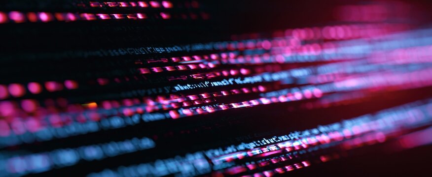 Experience the excitement of a glowing digital data stream with vibrant glitch effects and light distortions 