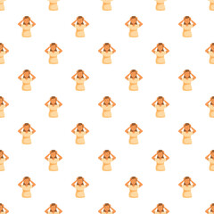 Fototapeta premium Woman feeling a headache, anxiety, or stress, repeating in a seamless pattern