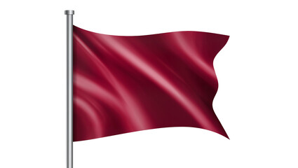 Naklejka premium Red silk flag waving on metal pole