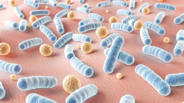 Skin microbiome with bacteria and fungi on human skin.