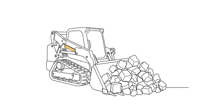 Compact Track Loader Digging and Moving Cubes with Bucket