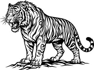 Obraz premium Tiger silhouette vector illustration