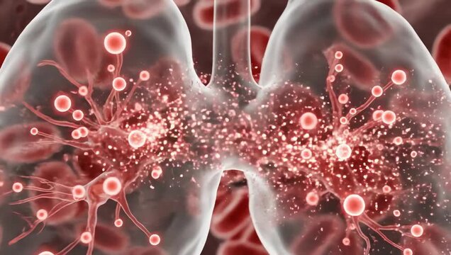 Oxygen exchange increasing rapidly inside transparent lung alveoli during panic response, glowing oxygen particles moving faster through soft biological membranes