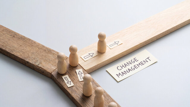 Change management strategy concept for organizational transformation and workforce direction decision in business process improvement and adaptive leadership planning