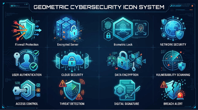Cybersecurity Icon System: Digital Security, Data Protection, Network & Access Control Icons