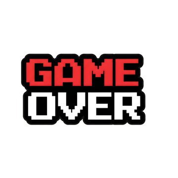 Retro pixel art logo for game over text