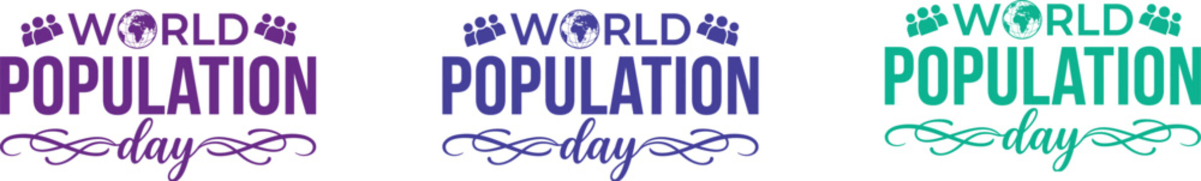 World population day awareness logos and icons