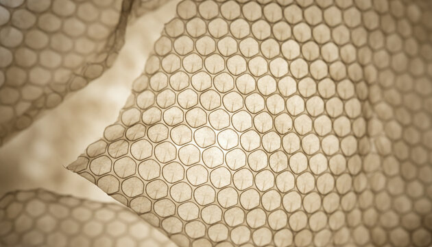 Translucent shed snake skin slough macro with geometric scale pattern