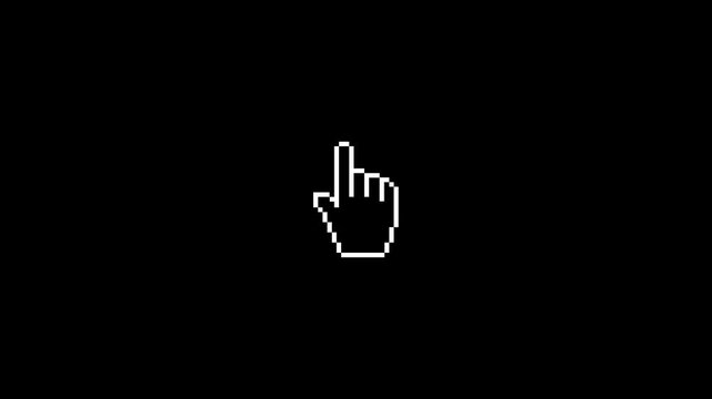 hand pointer Retro 8-bit pixel. computer mouse cursor. pixel art hand pointer. pixelated hand cursor on transparent background