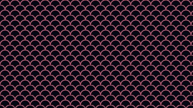Pink neon fish scale pattern background animation motion graphic featuring repetitive geometric shapes that create a mesmerizing fluid visual effect