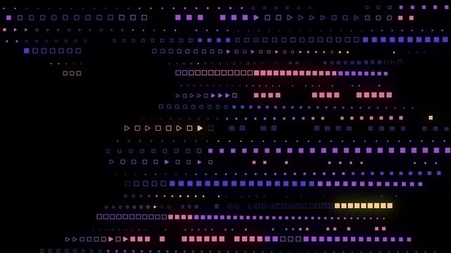 Abstract Glowing Geometric Shapes Horizontal Lines Animation Background 4K