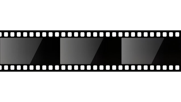Film strip with three blank frames and sprocket holes
