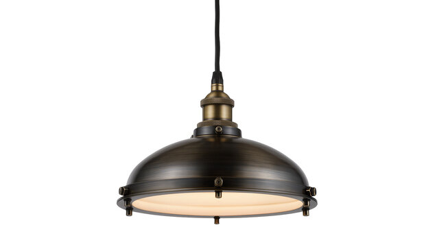Industrial Dome Pendant Light Fixture with Brass Accents