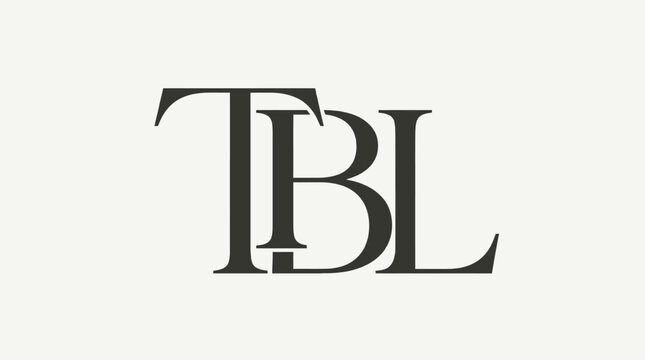 Elegant black serif monogram letters TBL on light background.