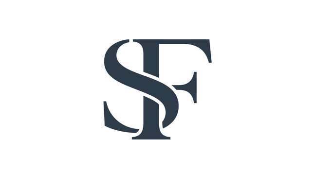 Elegant serif SF letter monogram logo design.