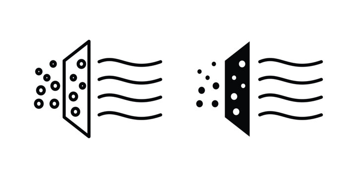 Air purification icon stroke and solid black editable vectors